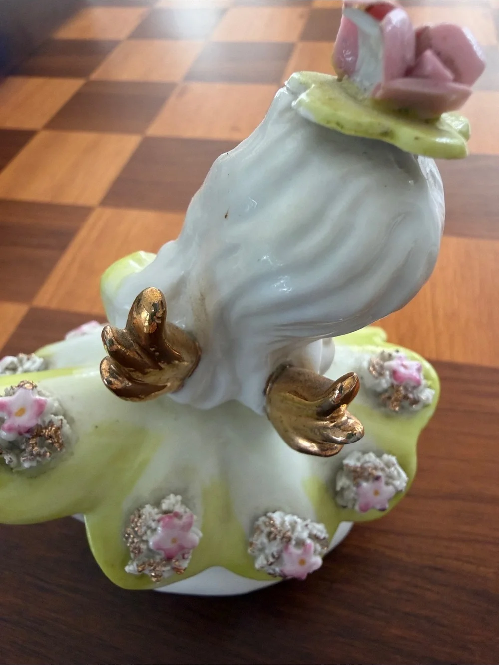 Vintage 'Saturday's Child' Porcelain Figurine - Yellow & Pink Floral Angel